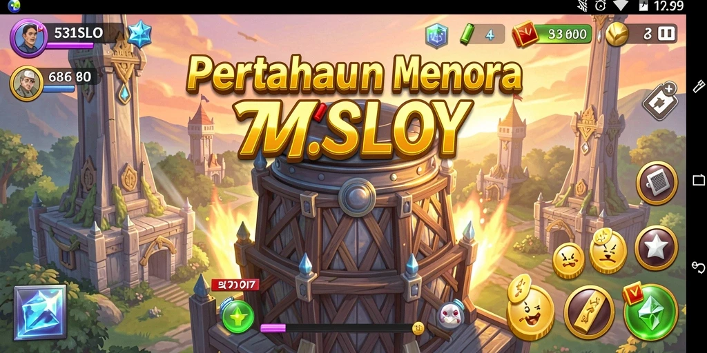 Screenshot gameplay 531SLOT menampilkan aksi menara pertahanan yang seru.