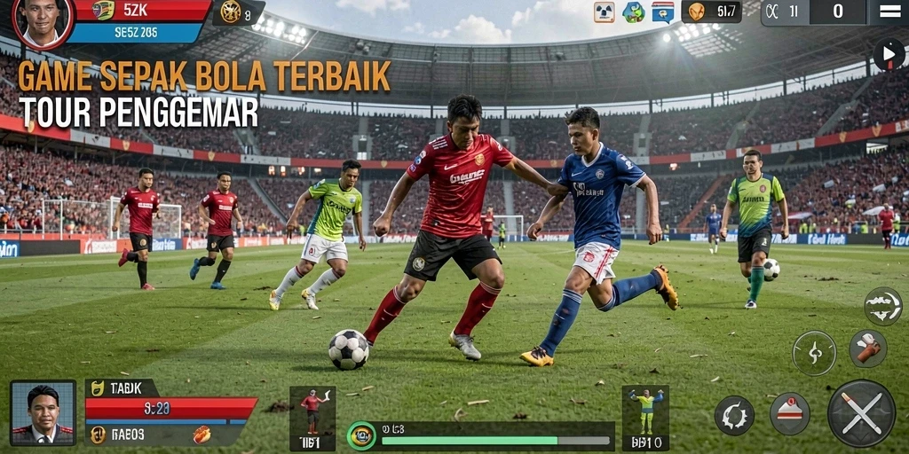 Tampilan gameplay mendebarkan dari 5ZK dengan aksi sepak bola intens.
