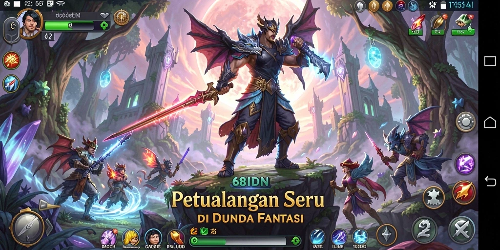 Tampilan utamanya menampilkan petualangan seru dalam dunia fantasi.