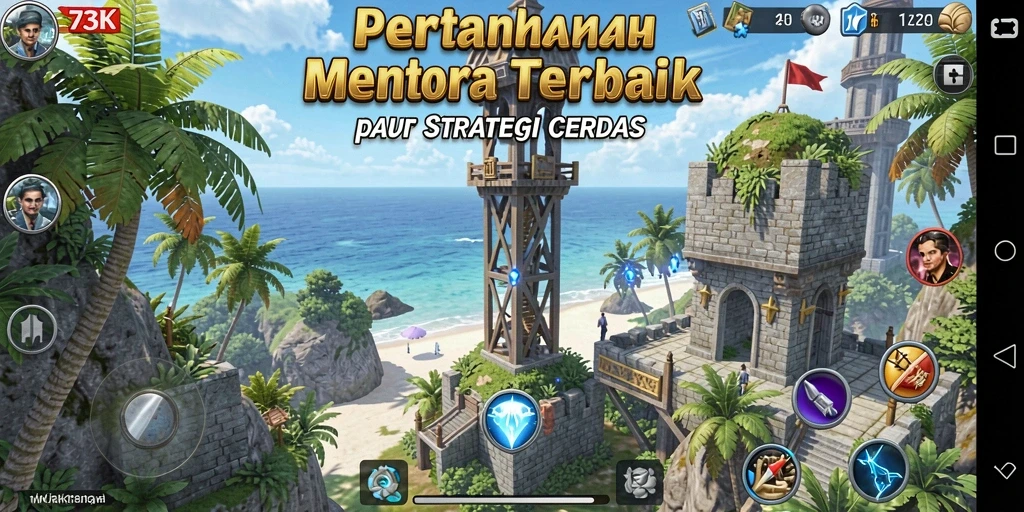 Screenshot menampilkan pertempuran menara yang menarik di 73K.