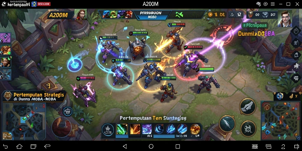 Tampilan seru gameplay A200M dalam aksi pertempuran MOBA.