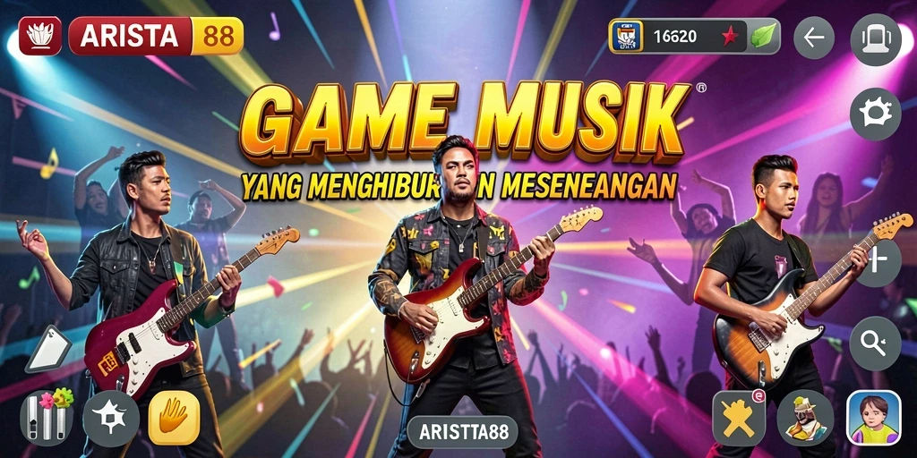 Tampilan Gameplay ARISTA88 menampilkan interaksi seru dengan musik.