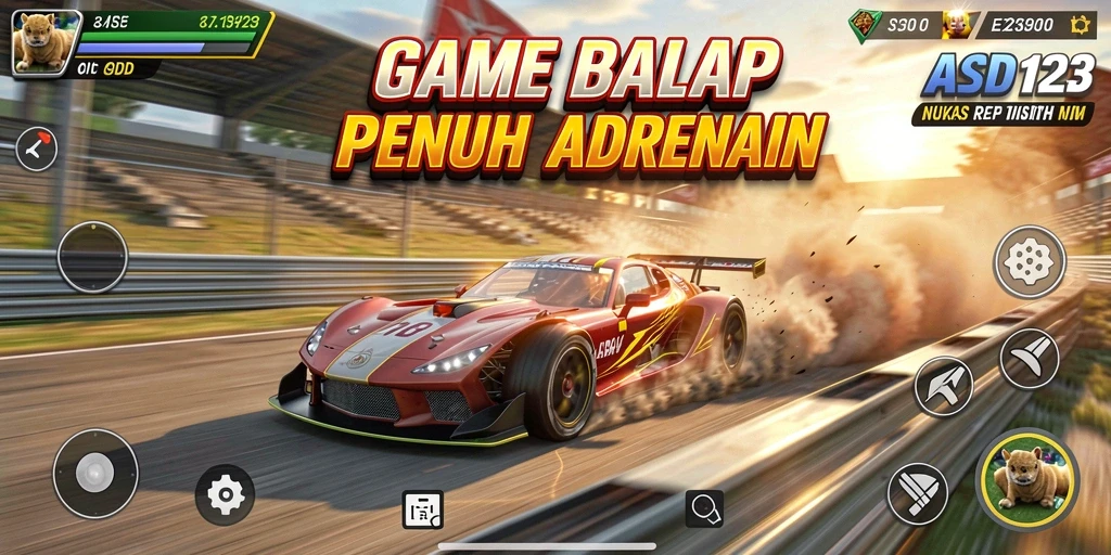 Tangkapan layar utama dari gameplay balap yang mendebarkan.