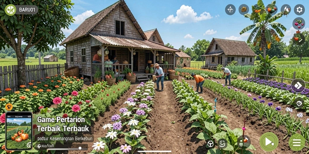 Gameplay BARU01 yang menarik dengan aktivitas berkebun.