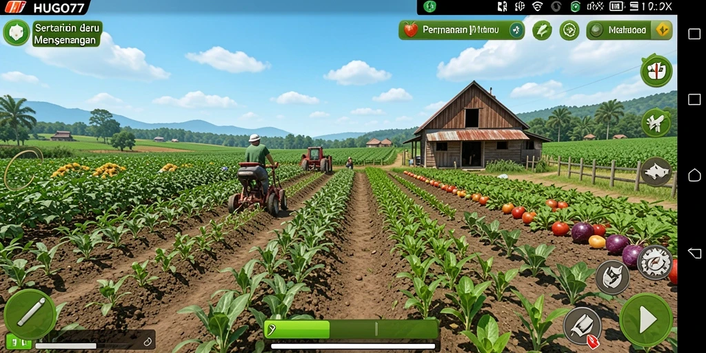 Gameplay HUGO77 yang menarik dan penuh warna di dunia pertanian.