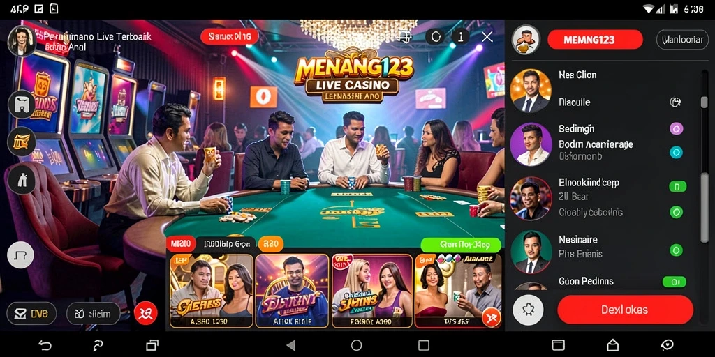 Tampilan menarik dari gameplay Live Casino MENANG123 di layar.