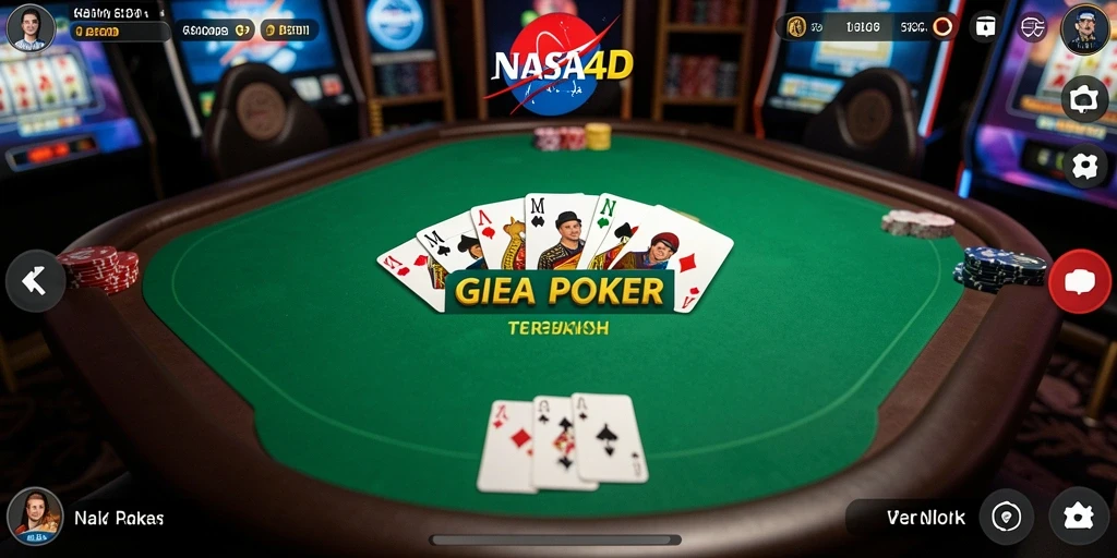 Screenshot gameplay NASA4D dengan pemain yang serius bermain Poker.