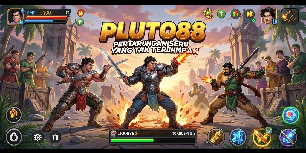 Tampilan gameplay Fighting yang seru dan mendebarkan di PLUTO88.