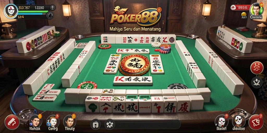 Screenshot gameplay POKER88 menampilkan aksi permainan Mahjong yang intens.