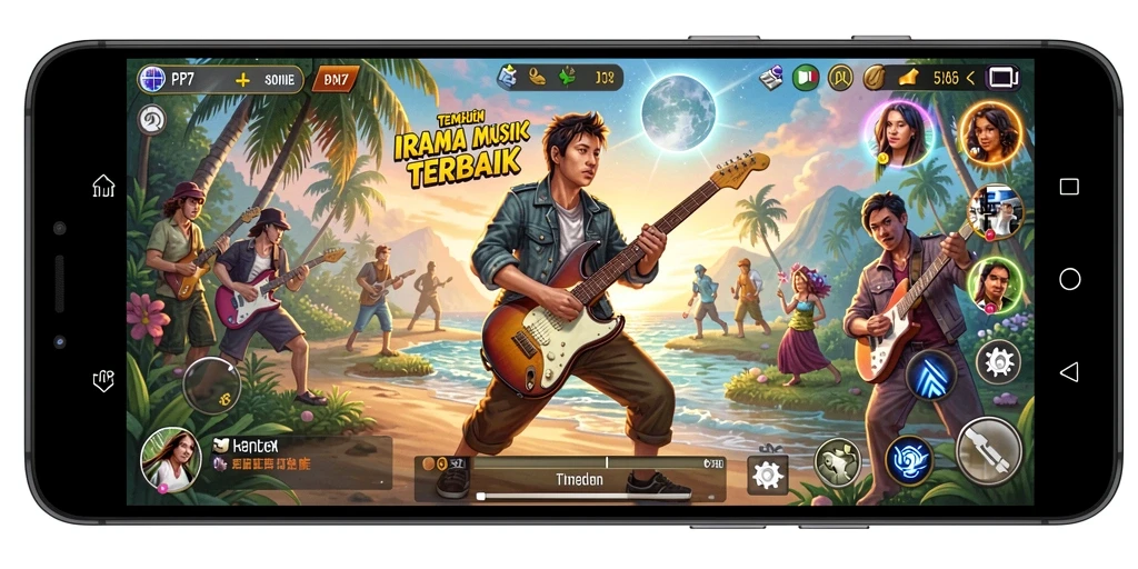 Screenshot gameplay PP7 dengan asyiknya bermain musik.