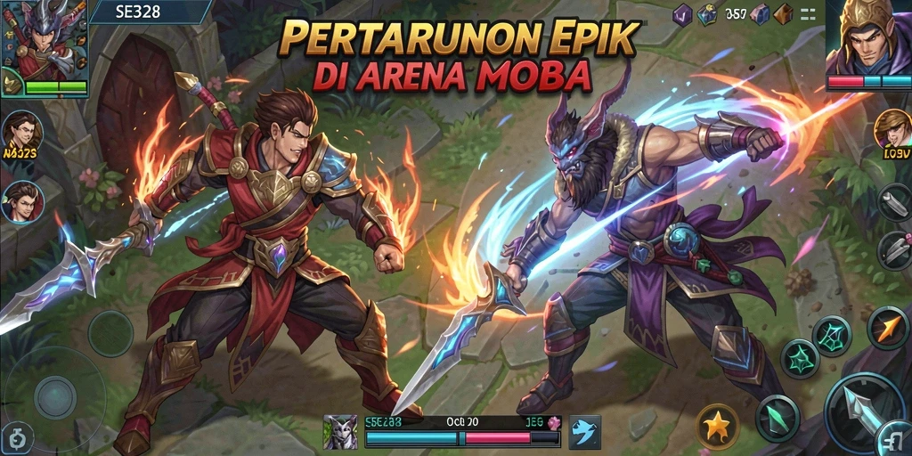 Tampilan gameplay SE328 yang menegangkan di arena MOBA.