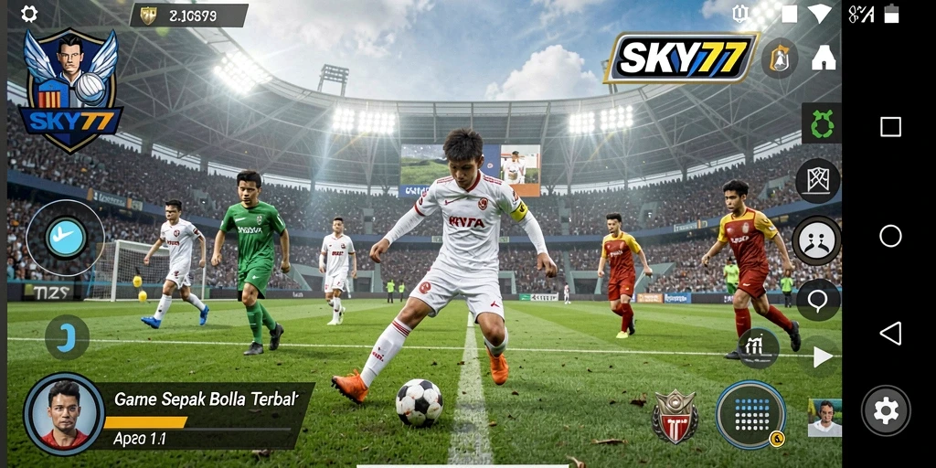 Menampilkan gameplay seru dari game sepak bola SKY77.