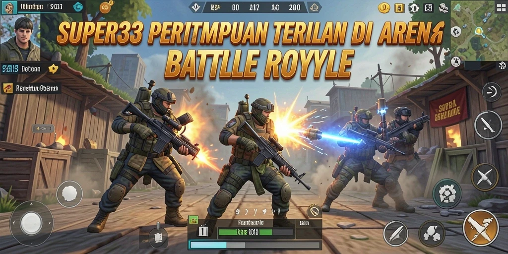 Tampilan aksi seru dalam gameplay Battle Royale SUPER33.