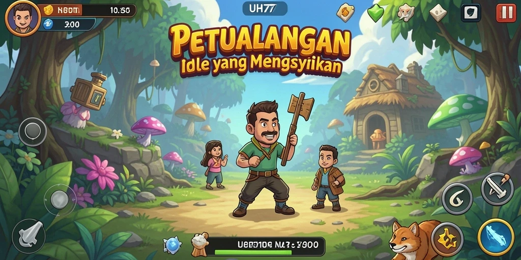 Screenshot UH77 menampilkan aksi gameplay Idle yang mengasyikan.