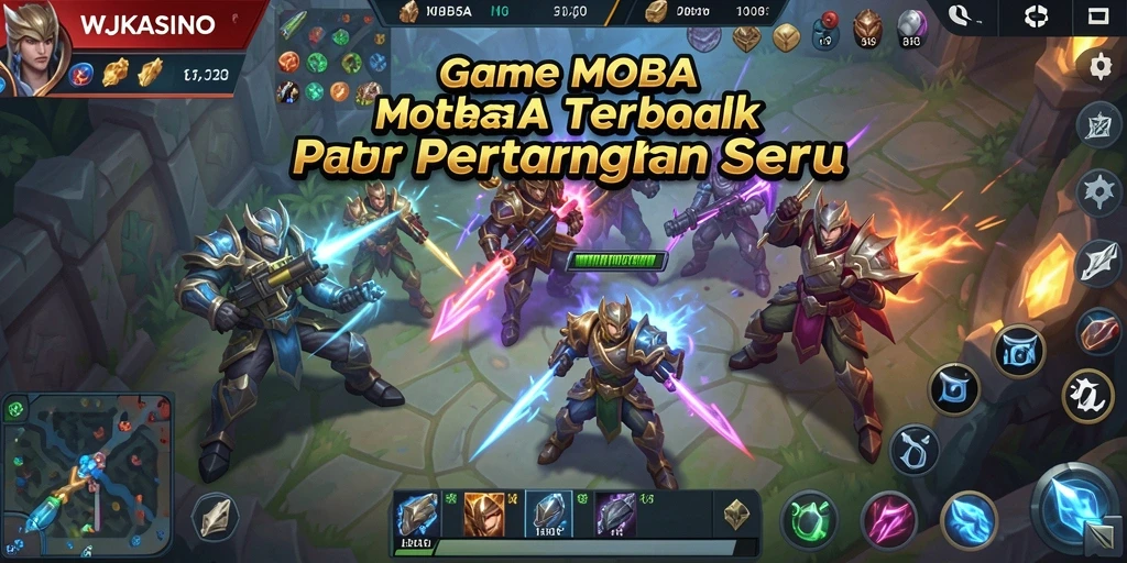 Gameplay seru WJKASINO dengan pertarungan MOBA yang intens.